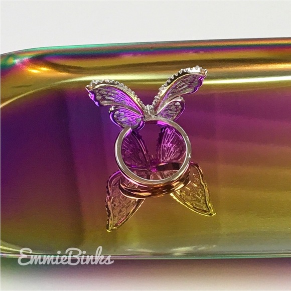 New Charming Charlie Butterfly Statement Ring ~ CZ Crystal Butterfly Cocktail - Picture 12 of 15